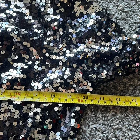 Anna Kaci Black Sequin Bomber Jacket Womens M Shimmery Eclectic Grandma Party - Picture 6 of 7